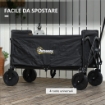CARRELLO DA GIARDINO DA 120L PIEGHEVOLE CON PANNELLO APRIBILE IN ACCIAIO  90X48X62 CM NERO