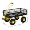 CARRELLO DA GIARDINO IN ACCIAIO CON CAPACITÀ 200 KG E PARETI LATERALI RIMOVIBILI 104X54X51 CM NERO E GIALLO
