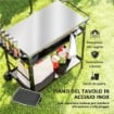 CARRELLO PER BARBECUE CON PIANO IN ACCIAIO E RIPIANO REGOLABILE, RUOTE E GANCI 100X52X80 CM NERO