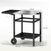 CARRELLO PER BARBECUE CON PIANO IN ACCIAIO E RIPIANO RICHIUDIBILE RUOTE E GANCI 91X58X76 CM NERO