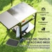 CARRELLO PER BARBECUE CON PIANO IN ACCIAIO E RIPIANO RICHIUDIBILE RUOTE E GANCI 91X58X76 CM NERO