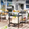 CARRELLO PER BARBECUE CON PIANO IN ACCIAIO E RIPIANO RICHIUDIBILE RUOTE E GANCI 91X58X76 CM NERO