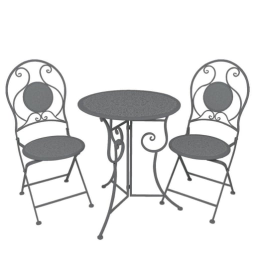 MA MAISON TAVOLO BISTROT CON MOSAICONGRIGIO + 2 SEDIE COLORE ANTRACITE
