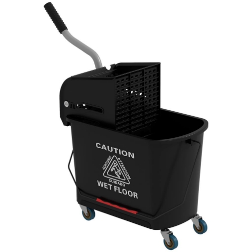 CARRELLO PER PULIZIE IN PLASTICA PP DA 20L CON SECCHIO E STRIZZATORE 60X27X70.5 CM NERO