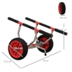 CARRELLO PER KAYAK E SUP CON LARGHEZZA REGOLABILE IN ALLUMINIO RUOTE Ø 25 CM MAX 100 KG NERO E ROSSO 