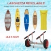 CARRELLO PER KAYAK E SUP CON LARGHEZZA REGOLABILE IN ALLUMINIO RUOTE Ø 25 CM MAX 100 KG NERO E ROSSO 