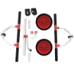 CARRELLO PER KAYAK E SUP CON LARGHEZZA REGOLABILE IN ALLUMINIO RUOTE Ø 25 CM MAX 100 KG NERO E ROSSO 