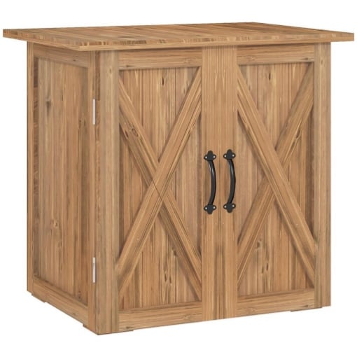 CASETTA DA GIARDINO IN LEGNO A 2 ANTE CON MANIGLIE IN STILE COUNTRY 77X55X72 CM MARRONE
