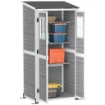 CASETTA DA GIARDINO IN LEGNO CON RIPIANI REGOLABILI DUE PORTE CON BLOCCO E FINESTRE 91X69X185/192 CM GRIGIO