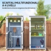 CASETTA DA GIARDINO IN LEGNO CON RIPIANI REGOLABILI DUE PORTE CON BLOCCO E FINESTRE 91X69X185/192 CM GRIGIO