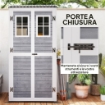 CASETTA DA GIARDINO IN LEGNO CON RIPIANI REGOLABILI DUE PORTE CON BLOCCO E FINESTRE 91X69X185/192 CM GRIGIO