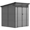 CASETTA DA GIARDINO IN PLASTICA PORTA ATTREZZI CON FINESTRE PRESE D'ARIA E BLOCCO 1.9X1.9 M GRIGIO CHIARO