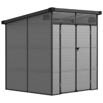CASETTA DA GIARDINO IN PLASTICA PORTA ATTREZZI CON FINESTRE PRESE D'ARIA E BLOCCO 1.9X1.9 M GRIGIO CHIARO