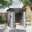 CASETTA DA GIARDINO IN PLASTICA PORTA ATTREZZI CON FINESTRE PRESE D'ARIA E BLOCCO 1.9X1.9 M GRIGIO CHIARO