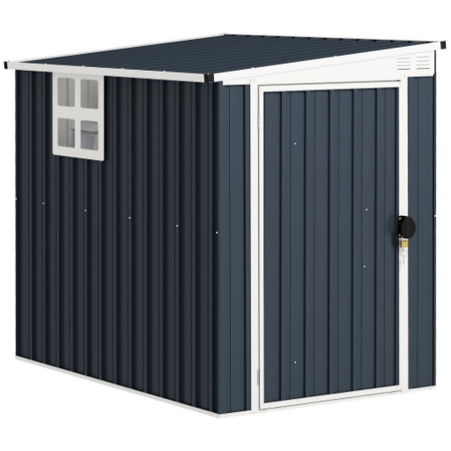 CASETTA DA GIARDINO IN ACCIAIO 1.2X1.9 M CON PORTA BLOCCABILE E PRESE D'ARIA GRIGIO SCURO