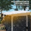 CASETTA DA GIARDINO IN ACCIAIO 1.2X1.9 M CON PORTA BLOCCABILE E PRESE D'ARIA GRIGIO SCURO