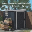 CASETTA DA GIARDINO IN ACCIAIO 1.2X1.9 M CON PORTA BLOCCABILE E PRESE D'ARIA GRIGIO SCURO