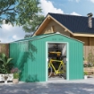 CASETTA PORTA ATTREZZI IN ACCIAIO CON TETTO INCLINATO E 2 PORTE SCORREVOLI 277X195X192 CM VERDE SCURO