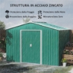 CASETTA PORTA ATTREZZI IN ACCIAIO CON TETTO INCLINATO E 2 PORTE SCORREVOLI 277X195X192 CM VERDE SCURO