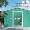 CASETTA PORTA ATTREZZI IN ACCIAIO CON TETTO INCLINATO E 2 PORTE SCORREVOLI 277X195X192 CM VERDE SCURO
