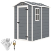 CASETTA DA GIARDINO IN RESINA CON PAVIMENTO PORTA CON BLOCCO E FINESTRA 1.3 X 1.8 M GRIGIO