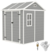 CASETTA DA GIARDINO IN RESINA CON PAVIMENTO 2 PORTE CON BLOCCO FINESTRA 1.8X1.8M GRIGIO