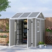 CASETTA DA GIARDINO IN RESINA CON PAVIMENTO 2 PORTE CON BLOCCO FINESTRA 1.8X1.8M GRIGIO