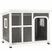 CASETTA PER CANI CON FINESTRELLE E INGRESSO A TENDA IN LEGNO DI ABETE 90X62X71 CM GRIGIO CHIARO