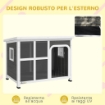 CASETTA PER CANI CON FINESTRELLE E INGRESSO A TENDA IN LEGNO DI ABETE 90X62X71 CM GRIGIO CHIARO
