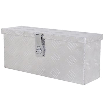 CASSETTA PORTAUTENSILI DA 2 KG CON CHIUSURA A CHIAVE IN LAMIERA DI ALLUMINIO 50X15.5X20.5 CM ARGENTO