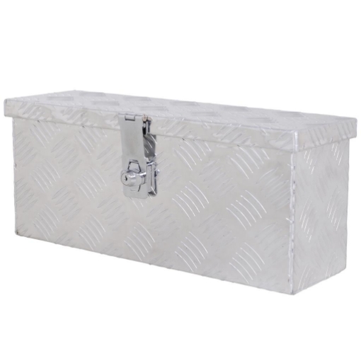 CASSETTA PORTAUTENSILI DA 2 KG CON CHIUSURA A CHIAVE IN LAMIERA DI ALLUMINIO 50X15.5X20.5 CM ARGENTO