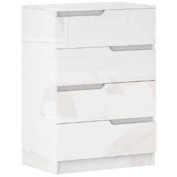 CASSETTIERA 4 CASSETTI MODERNA E MINIMAL IN LEGNO 60X40X85 CM BIANCO LUCIDO
