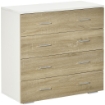 CASSETTIERA 4 CASSETTI IN LEGNO E MANIGLIE IN ALLUMINIO 76X35X72CM BIANCO E ROVERE