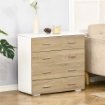 CASSETTIERA 4 CASSETTI IN LEGNO E MANIGLIE IN ALLUMINIO 76X35X72CM BIANCO E ROVERE