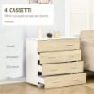 CASSETTIERA 4 CASSETTI IN LEGNO E MANIGLIE IN ALLUMINIO 76X35X72CM BIANCO E ROVERE