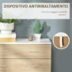CASSETTIERA 4 CASSETTI IN LEGNO E MANIGLIE IN ALLUMINIO 76X35X72CM BIANCO E ROVERE