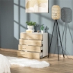 CASSETTIERA 4 CASSETTI IN LEGNO E MANIGLIE IN ALLUMINIO 76X35X72CM BIANCO E ROVERE