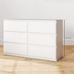 CASSETTIERA 6 CASSETTI PER CAMERA DA LETTO IN LEGNO CON GUIDE IN METALLO 120X39X75 CM BIANCO