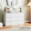 CASSETTIERA 6 CASSETTI PER CAMERA DA LETTO IN LEGNO CON GUIDE IN METALLO 120X39X75 CM BIANCO