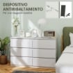 CASSETTIERA 6 CASSETTI PER CAMERA DA LETTO IN LEGNO CON GUIDE IN METALLO 120X39X75 CM BIANCO