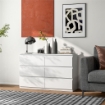 CASSETTIERA 6 CASSETTI PER CAMERA DA LETTO IN LEGNO CON GUIDE IN METALLO 120X39X75 CM BIANCO