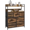 CASSETTIERA 7 CASSETTI RIMOVIBILI CON 2 RIPIANI INDUSTRIALE IN LEGNO E ACCIAIO 79X29X101 CM MARRONE E NERO