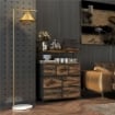 CASSETTIERA 7 CASSETTI RIMOVIBILI CON 2 RIPIANI INDUSTRIALE IN LEGNO E ACCIAIO 79X29X101 CM MARRONE E NERO