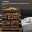 CASSETTIERA 7 CASSETTI RIMOVIBILI CON 2 RIPIANI INDUSTRIALE IN LEGNO E ACCIAIO 79X29X101 CM MARRONE E NERO