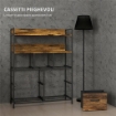CASSETTIERA 7 CASSETTI RIMOVIBILI CON 2 RIPIANI INDUSTRIALE IN LEGNO E ACCIAIO 79X29X101 CM MARRONE E NERO
