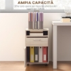 CASSETTIERA DA UFFICIO PORTADOCUMENTI CON RIPIANO APERTO E 2 CASSETTI IN LEGNO E METALLO 40X35X60 CM ROVERE