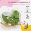 CAVALLO A DONDOLO PER BAMBINI 18-36 MESI A DINOSAURO CON SUONI E RIVESTIMENTO MORBIDO 62X33X45 CM VERDE