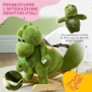 CAVALLO A DONDOLO PER BAMBINI 18-36 MESI A DINOSAURO CON SUONI E RIVESTIMENTO MORBIDO 62X33X45 CM VERDE