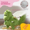 CAVALLO A DONDOLO PER BAMBINI 18-36 MESI A DINOSAURO CON SUONI E RIVESTIMENTO MORBIDO 62X33X45 CM VERDE