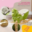 CAVALLO A DONDOLO PER BAMBINI 18-36 MESI A DINOSAURO CON SUONI E RIVESTIMENTO MORBIDO 62X33X45 CM VERDE